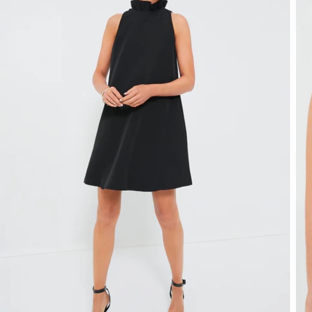 Tuckernuck Black Ruffle Neck Mini Dress